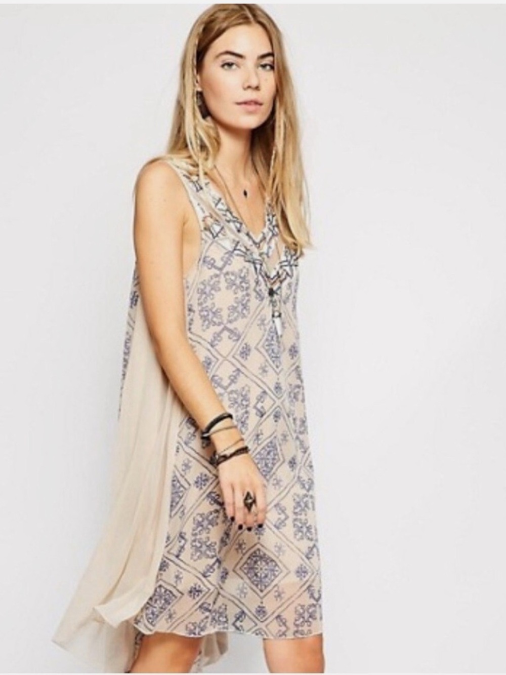 Free People Ancient Mystery Boho Beaded Midi Shift Dress• Small - Picture 5 of 11